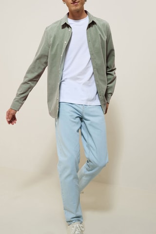 Chemise regular en velours - Kaki