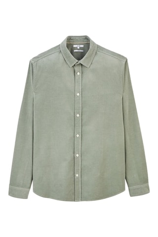 Chemise regular en velours - Kaki