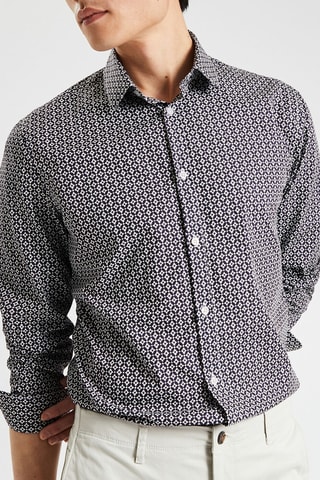 Chemise slim en coton biologique - Noir et blanc