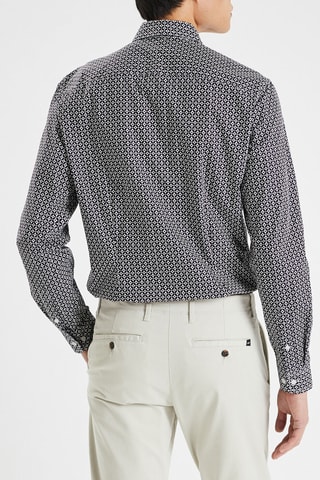 Chemise slim en coton biologique - Noir et blanc
