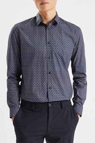 Chemise slim en coton biologique - Bleu marine