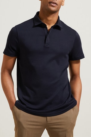 Polo slim en coton biologique - Bleu marine