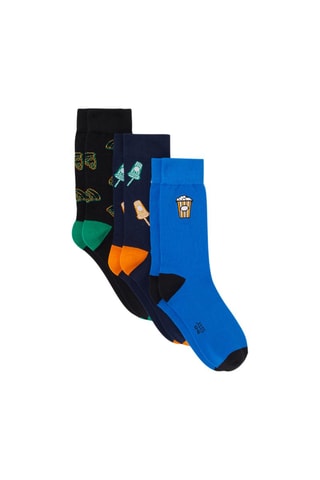 3 paires de chaussettes en coton biologique - Bleu marine et noir