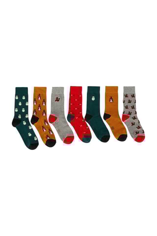 7 paires chaussettes - Gris et vert foncé