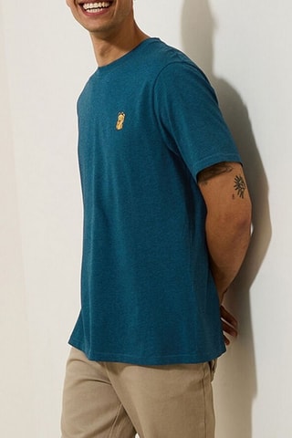T-shirt regular - Bleu canard chiné
