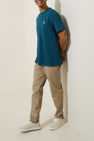 T-shirt regular - Bleu canard chiné