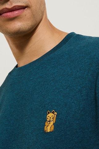 T-shirt regular - Bleu canard chiné