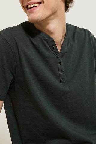 T-shirt slim en coton biologique - Kaki chiné