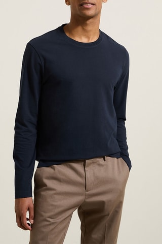 T-shirt slim en coton biologique - Bleu foncé