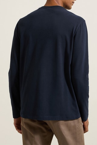 T-shirt slim en coton biologique - Bleu foncé