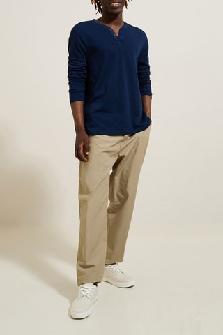 T-shirt slim en coton biologique - Bleu foncé