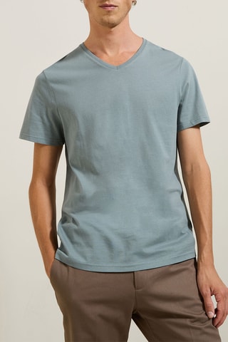 T-shirt slim en coton biologique - Bleu clair