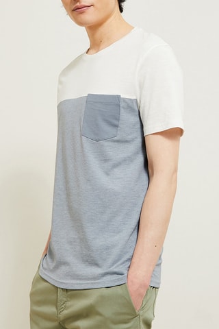 T-shirt slim en coton biologique - Bleu