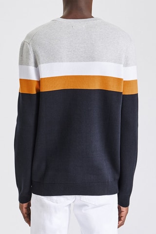 Sweat - Gris clair chiné et bleu marine 