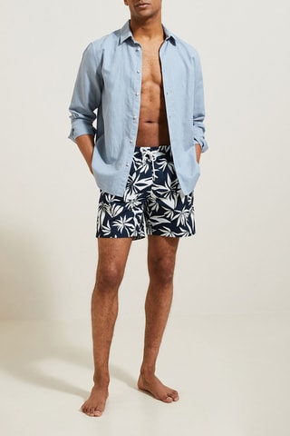 Short de bain - Bleu marine et blanc