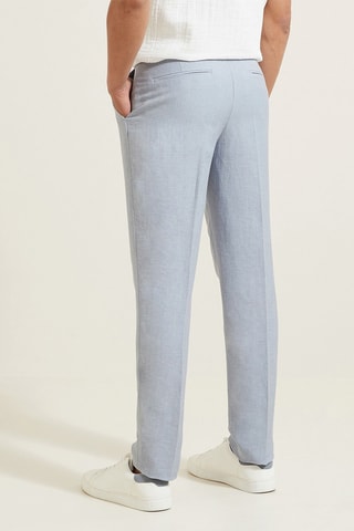 Pantalon de costume slim en lin - Bleu clair