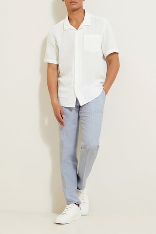 Pantalon de costume slim en lin - Bleu clair