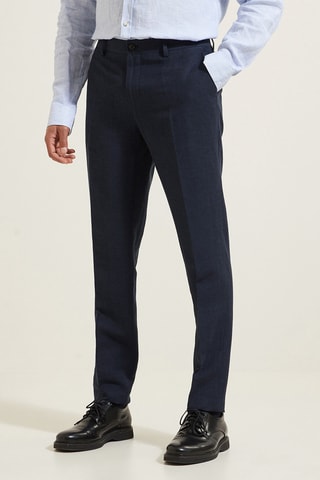 Pantalon de costume slim en lin - Bleu