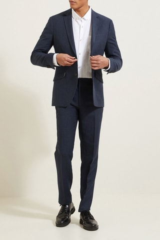 Pantalon de costume slim en lin - Bleu