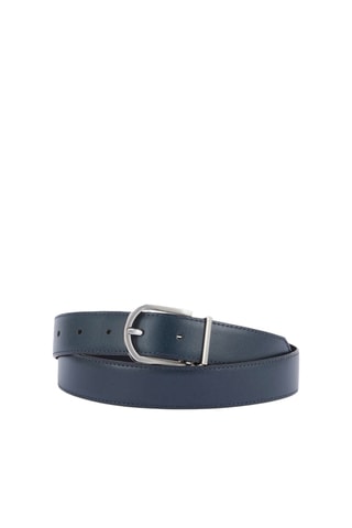 Ceinture réversible en croûte de cuir - Bleu