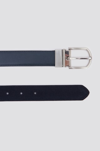 Ceinture réversible en croûte de cuir - Bleu