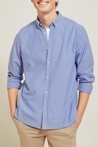 Chemise regular en coton biologique - Bleu
