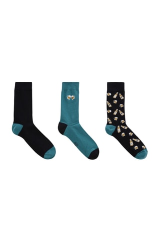 3 paires de chaussettes en coton biologique - Bleu foncé