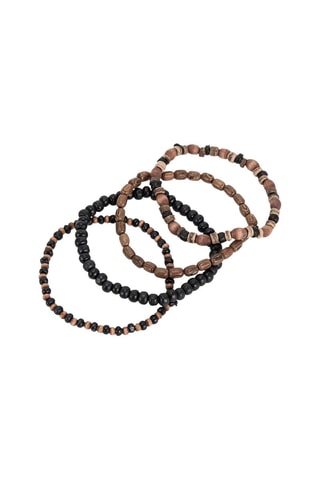 4 bracelets en bois - Marron
