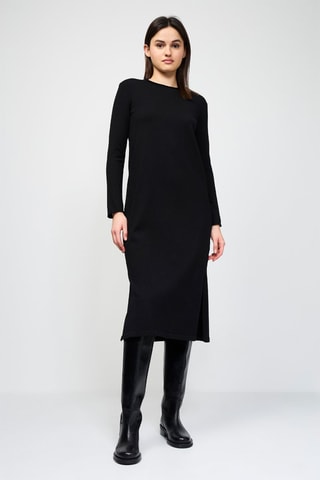 Robe longue en laine vierge - Noir