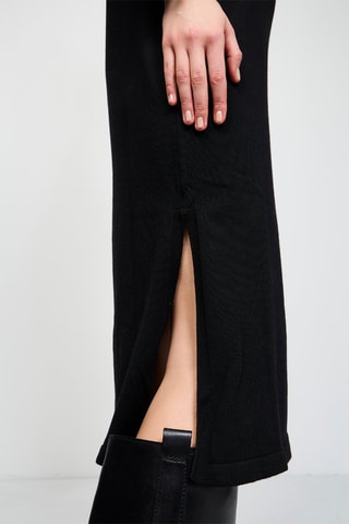 Robe longue en laine vierge - Noir