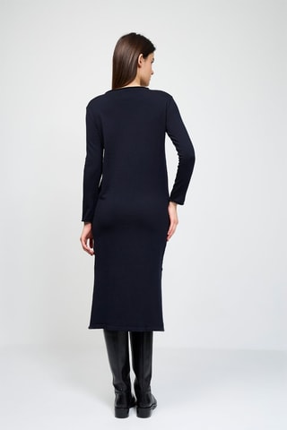 Robe droite en laine vierge - Bleu marine