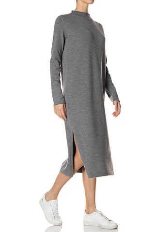 Robe longue en laine - Gris chiné