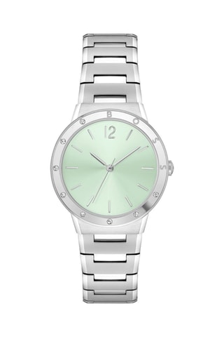 Montre à quartz en acier - Argenté et vert d'eau
