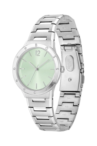 Montre à quartz en acier - Argenté et vert d'eau