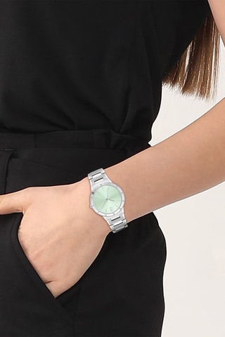 Montre à quartz en acier - Argenté et vert d'eau