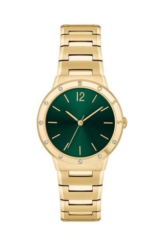 Montre à quartz en acier - Doré et vert foncé