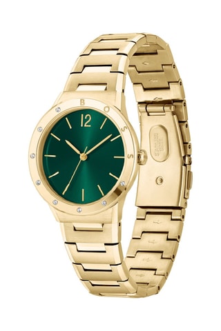 Montre à quartz en acier - Doré et vert foncé