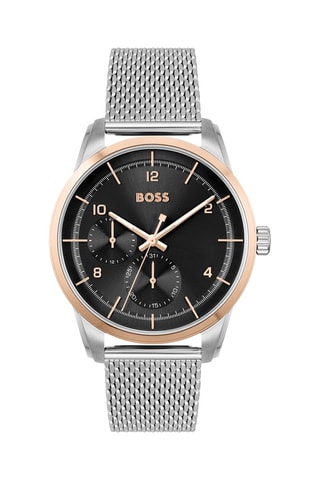 Montre à quartz en acier - Argenté et noir
