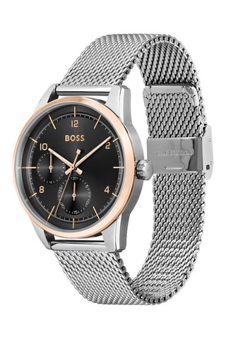 Montre à quartz en acier - Argenté et noir