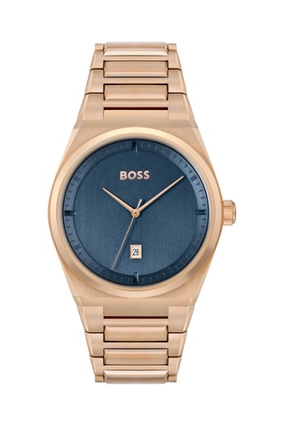 Montre à quartz en acier - Doré et bleu foncé
