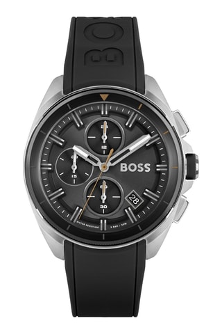Montre à quartz en silicone - Noir et argenté