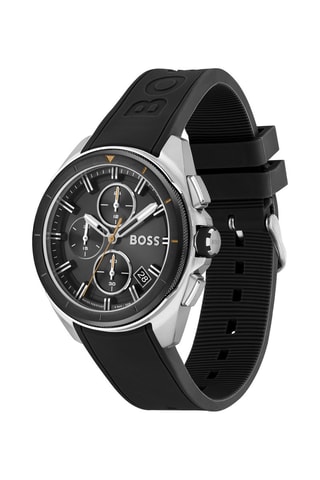 Montre à quartz en silicone - Noir et argenté