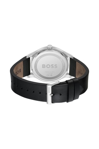 Montre à quartz en cuir - Noir et argenté