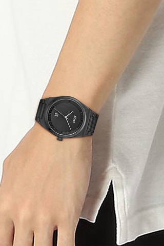 Montre à quartz en acier - Noir