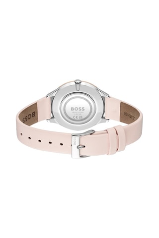 Montre à quartz en cuir - Rose et argenté