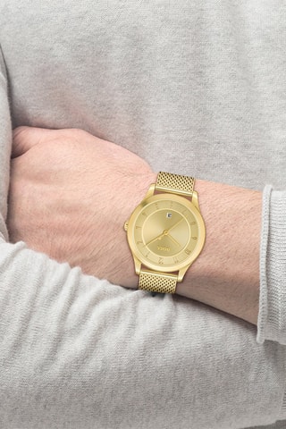 Montre à quartz en acier - Doré
