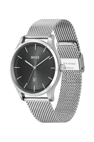 Montre à quartz en acier - Argenté et noir