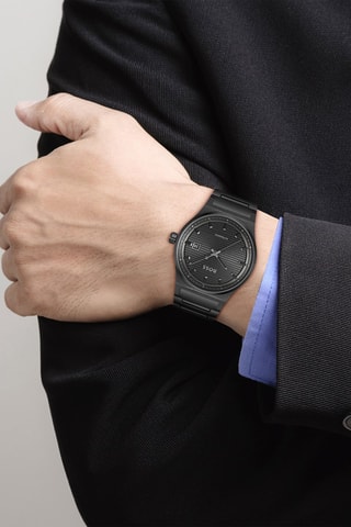 Montre à quartz en acier - Noir