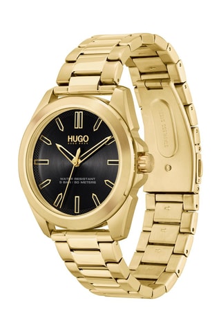 Montre à quartz en acier - Doré et noir