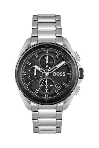 Montre à quartz en acier - Chronographe - Argenté et noir